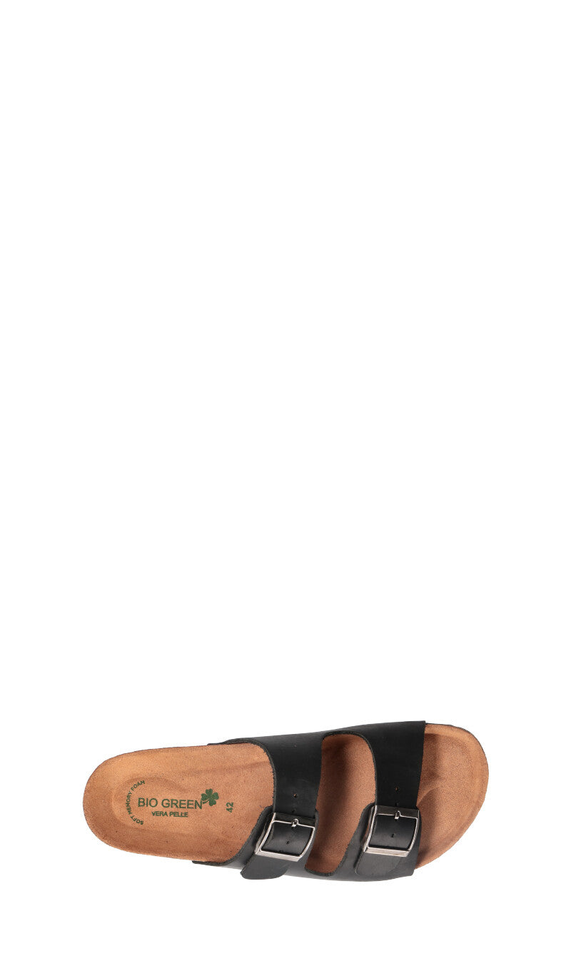 BIO GREEN Ciabatta uomo nera in pelle