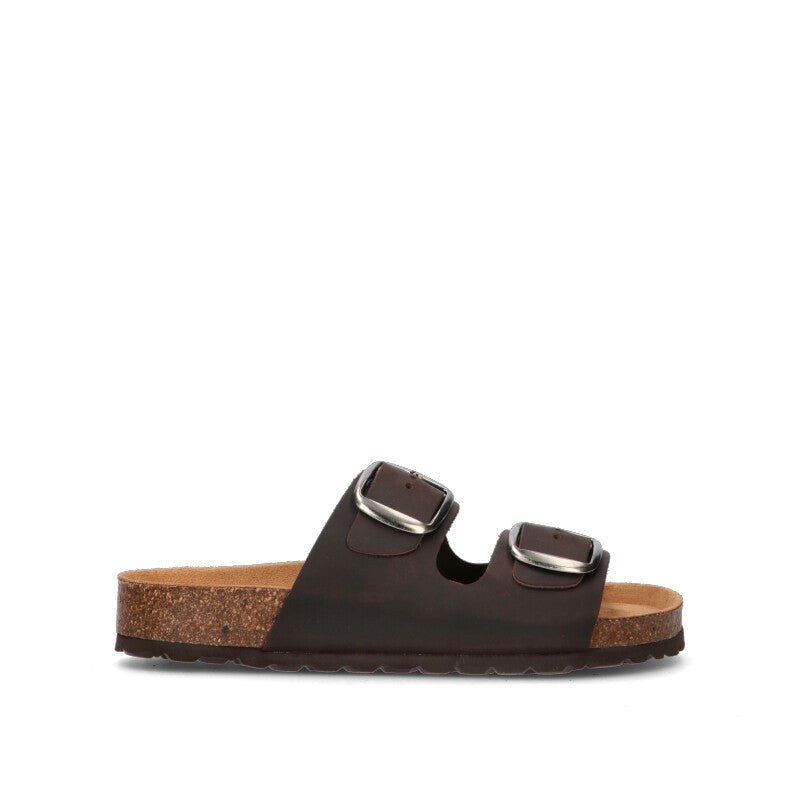 BIO GREEN Ciabatta donna caffè in pelle