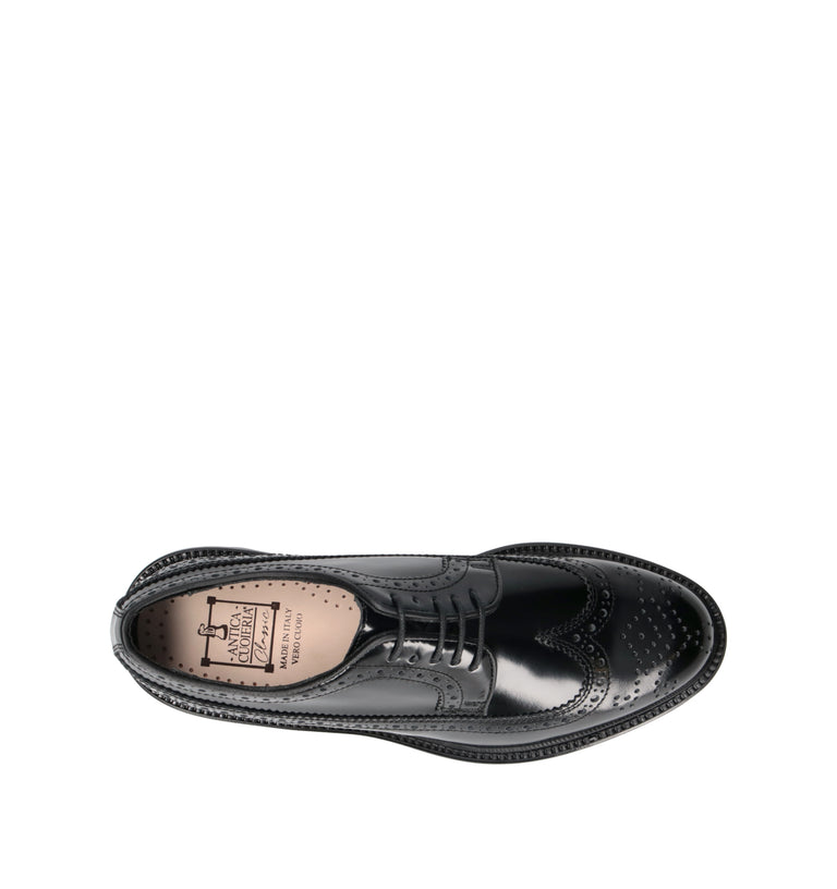 ANTICA CUOIERIA Stringata uomo nera in pelle