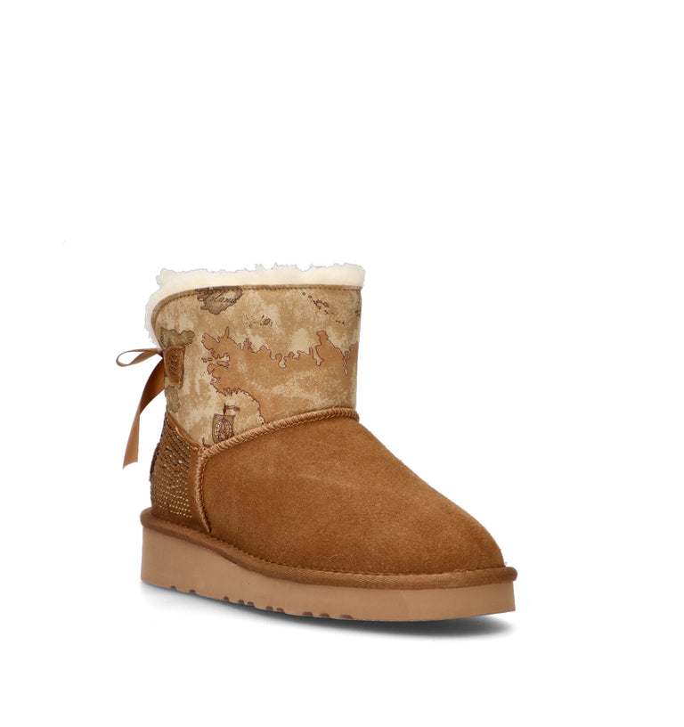 ALVIERO MARTINI Stivaletto pelo ragazza cammello in suede