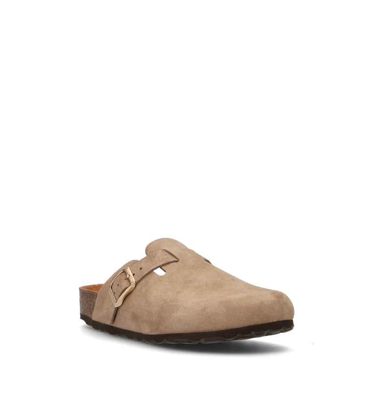 BIO GREEN Ciabatta donna taupe in suede