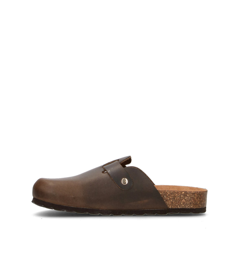 BIO GREEN Ciabatta donna verde oliva in pelle