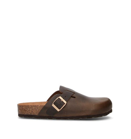 BIO GREEN Ciabatta donna verde oliva in pelle