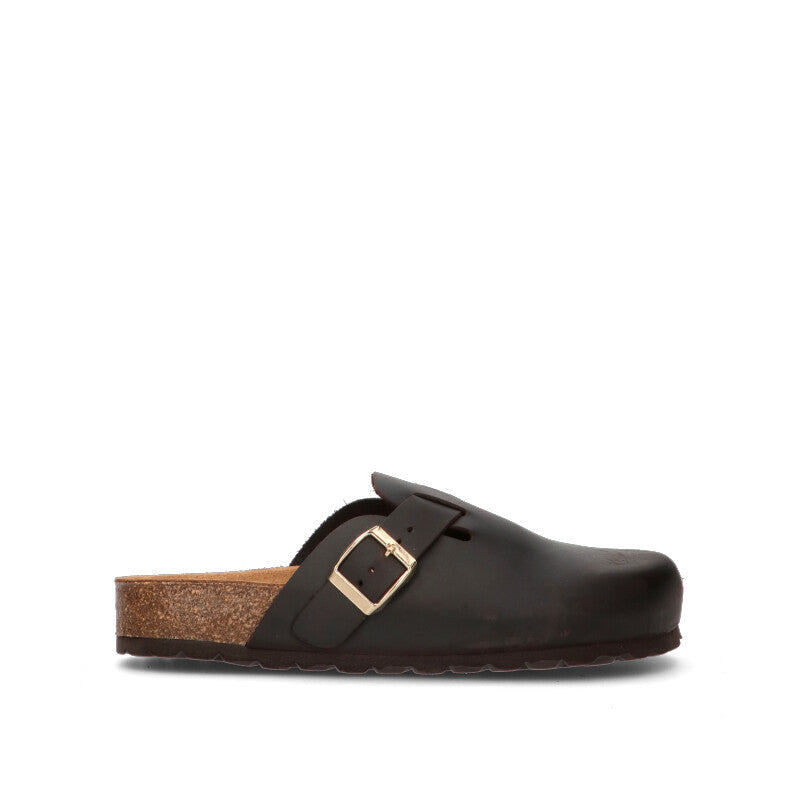 BIO GREEN Ciabatta donna caffè in pelle
