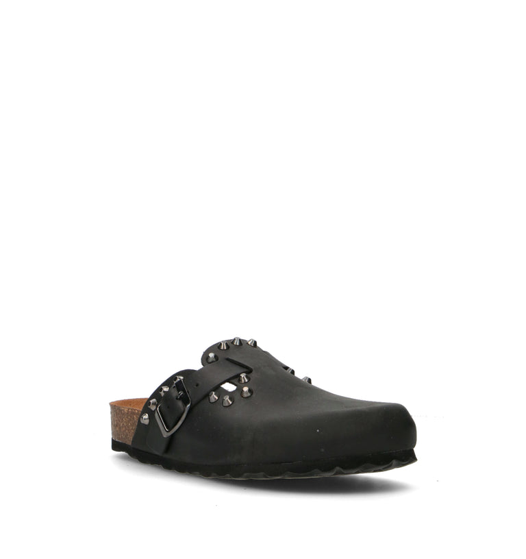 BIO GREEN Ciabatta donna nera in pelle