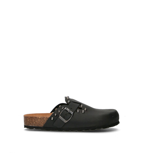 BIO GREEN Ciabatta donna nera in pelle