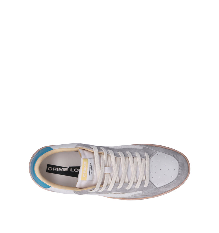 CRIME Sneaker uomo bianca in pelle