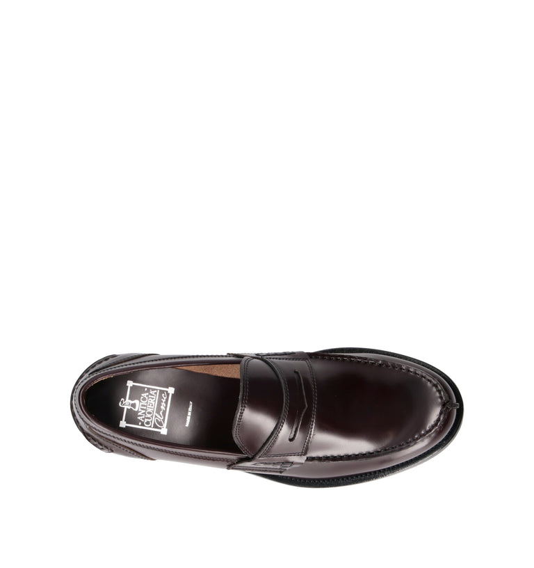 ANTICA CUOIERIA Mocassino uomo bordeaux in pelle