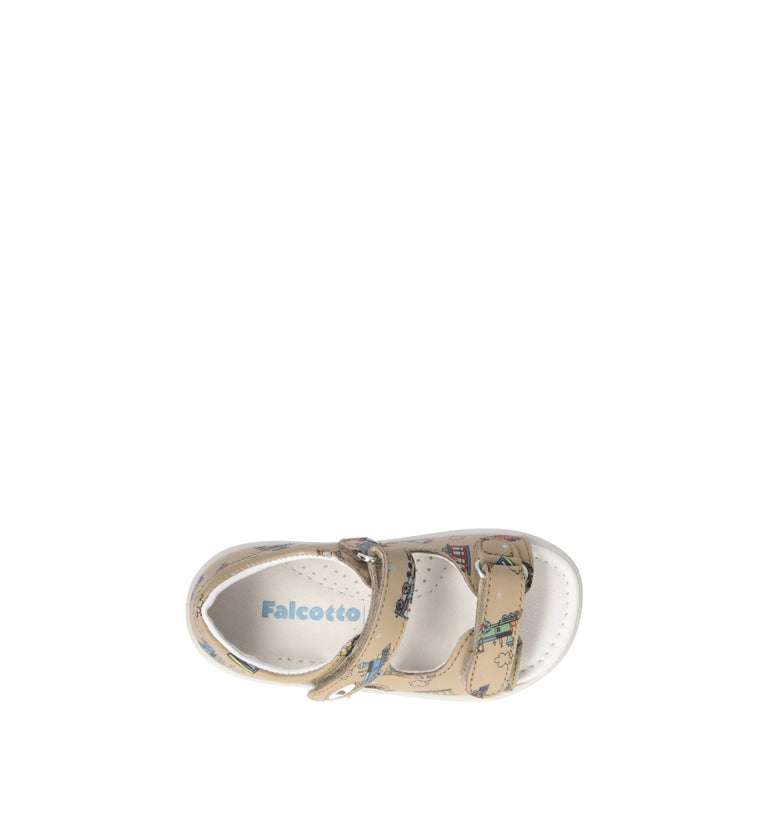 FALCOTTO Sandalo bimbo beige in pelle