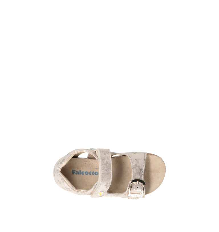 FALCOTTO Sandalo bimba platino in pelle