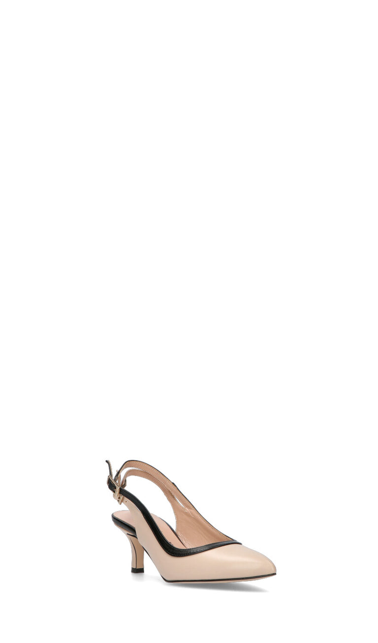 PERLAMARINA Slingback donna beige/nera in pelle