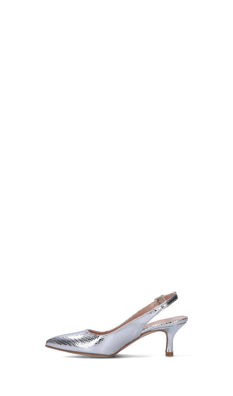 PERLAMARINA Slingback donna argento in pelle