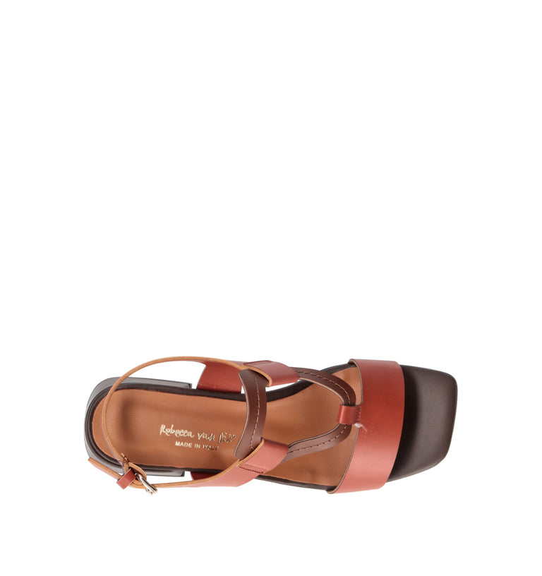 REBECCA VAN DIK Sandalo donna marrone in pelle