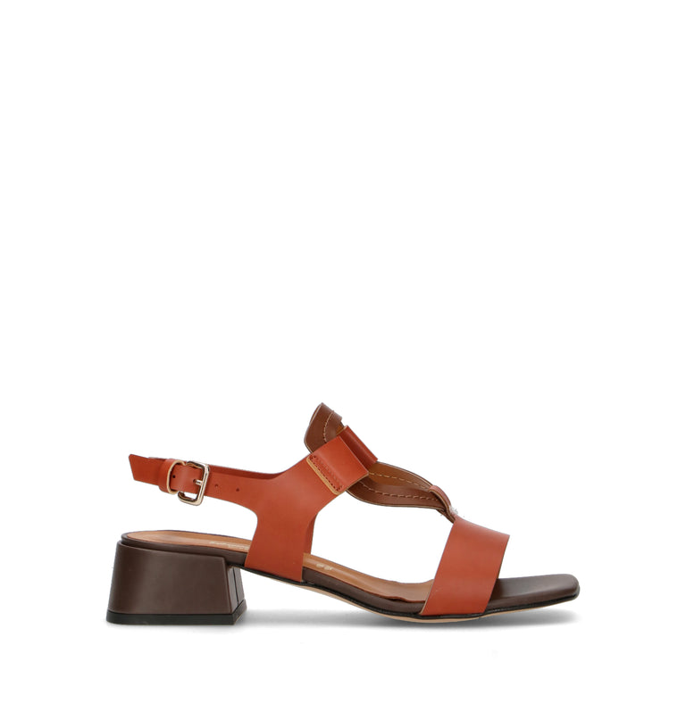 REBECCA VAN DIK Sandalo donna marrone in pelle