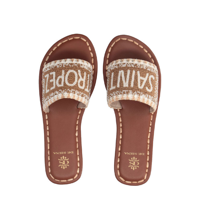DE SIENA SAINT TROPEZ Ciabatta donna oro/bianca in pelle