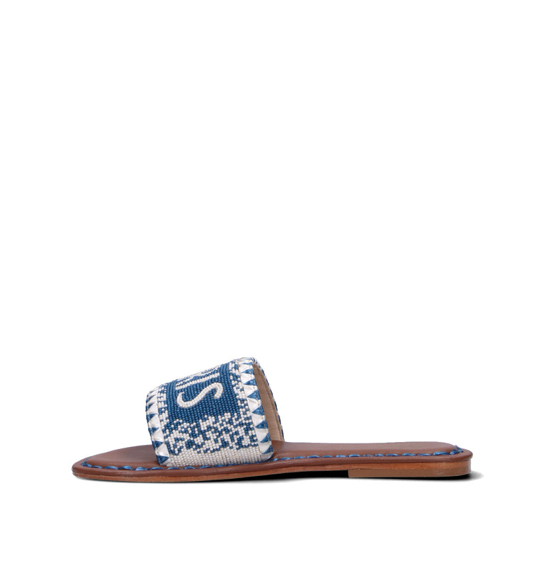DE SIENA PARIS Ciabatta donna blu/bianca in pelle
