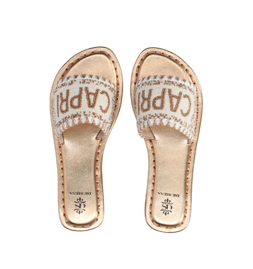 DE SIENA CAPRI Ciabatta donna oro/bianca in pelle