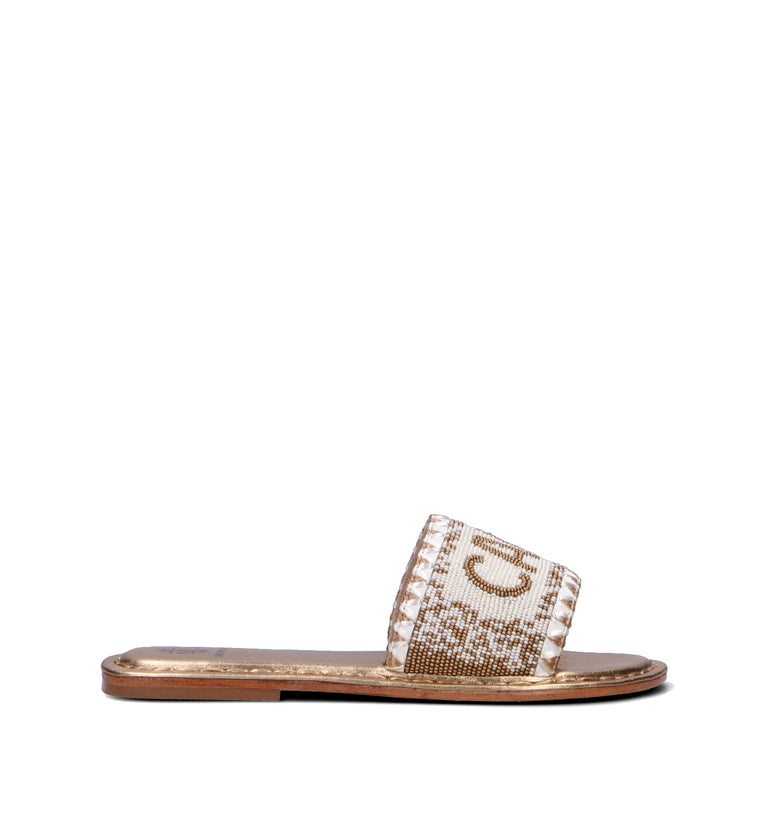 DE SIENA CAPRI Ciabatta donna oro/bianca in pelle