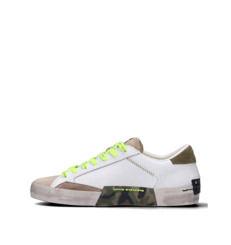 CRIME Sneaker uomo bianca in pelle