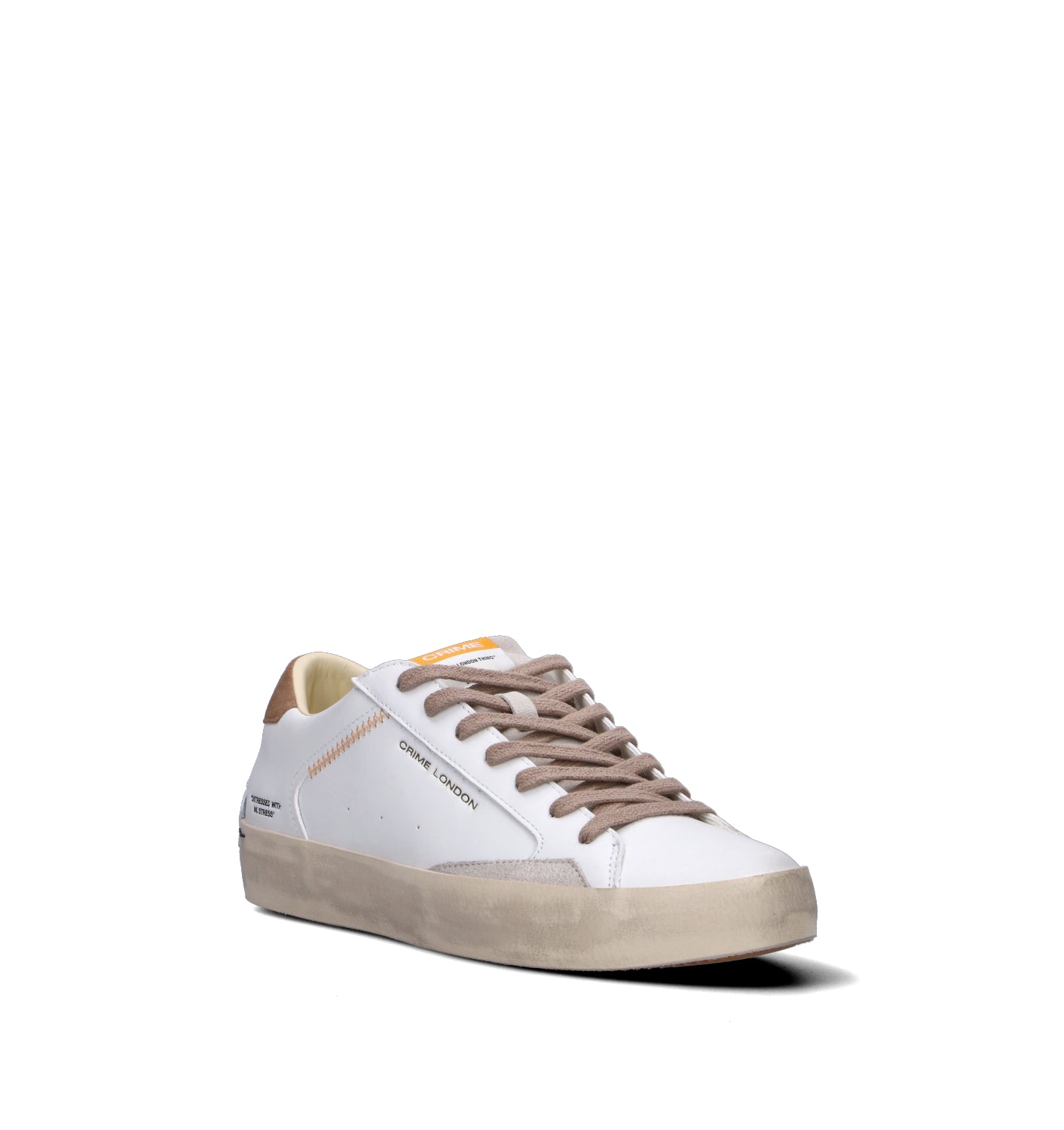 CRIME Sneaker uomo bianca in pelle