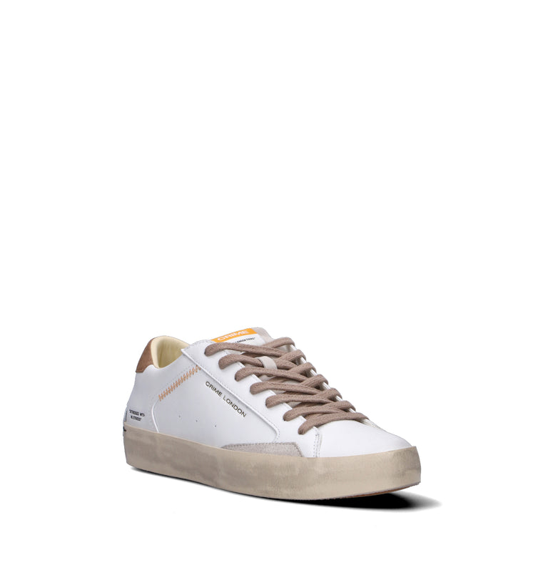 CRIME Sneaker uomo bianca in pelle