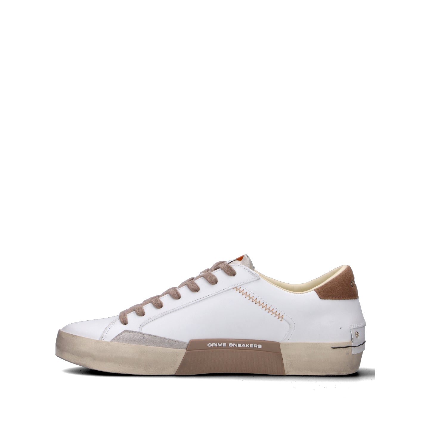 CRIME Sneaker uomo bianca in pelle