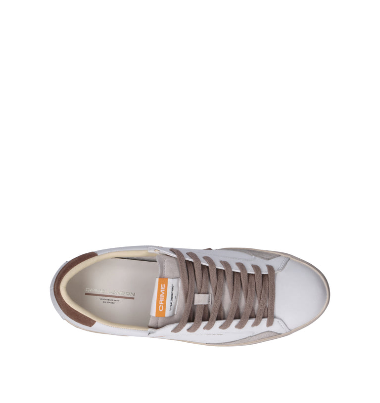 CRIME Sneaker uomo bianca in pelle