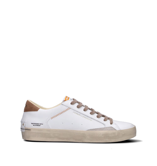CRIME Sneaker uomo bianca in pelle