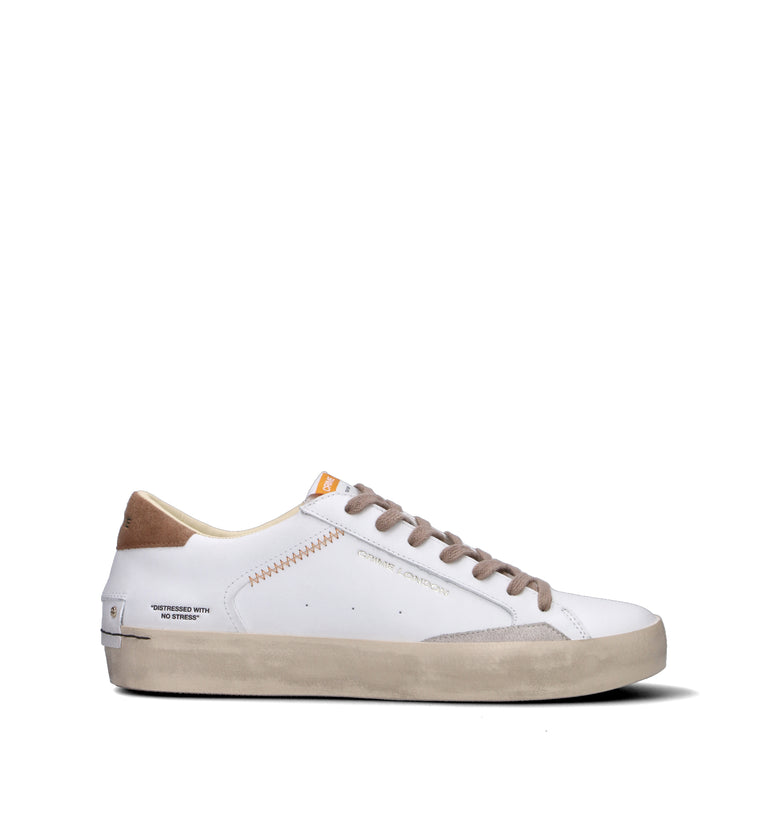 CRIME Sneaker uomo bianca in pelle