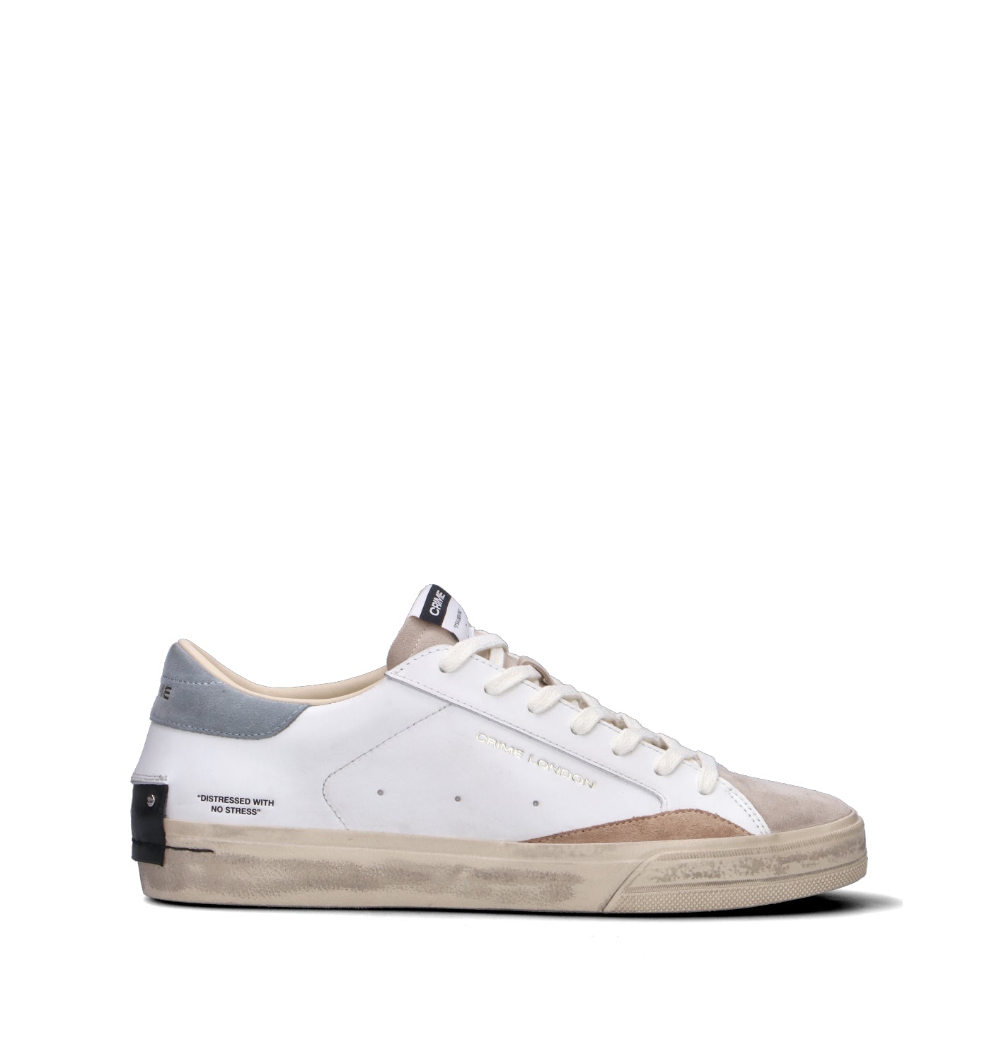 CRIME Sneaker uomo bianca in pelle