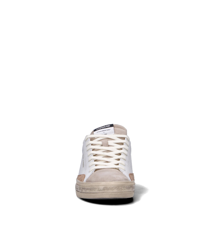CRIME Sneaker uomo bianca in pelle