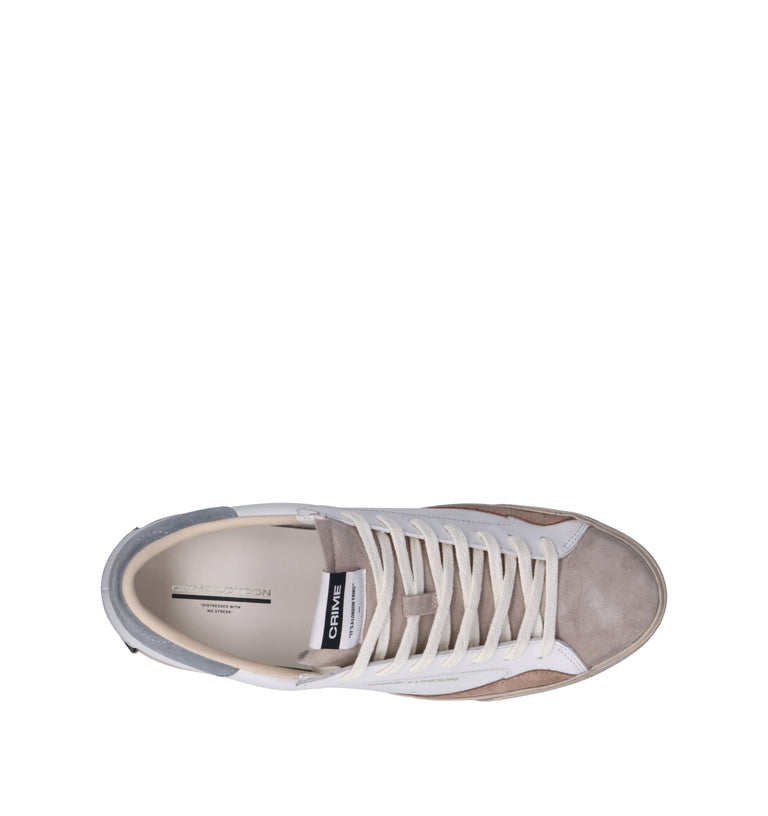 CRIME Sneaker uomo bianca in pelle
