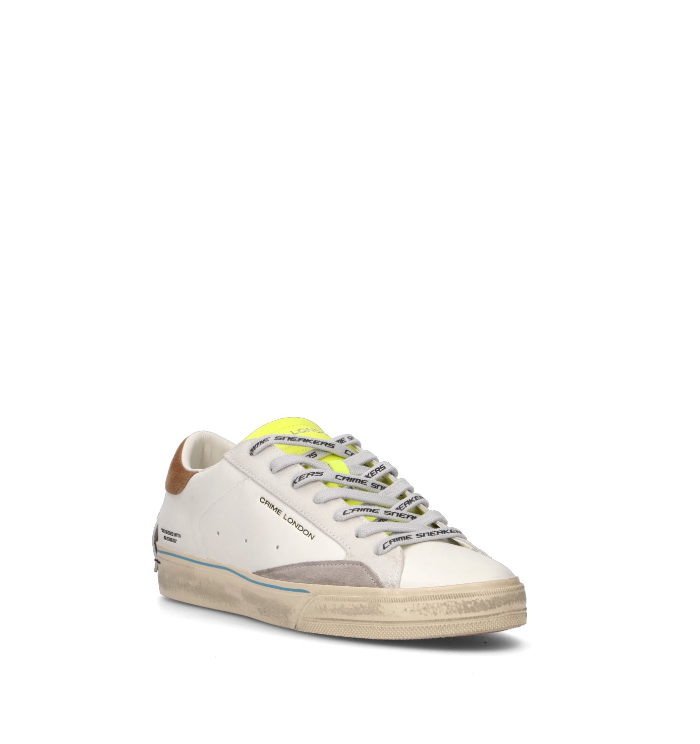 CRIME Sneaker uomo bianca in pelle