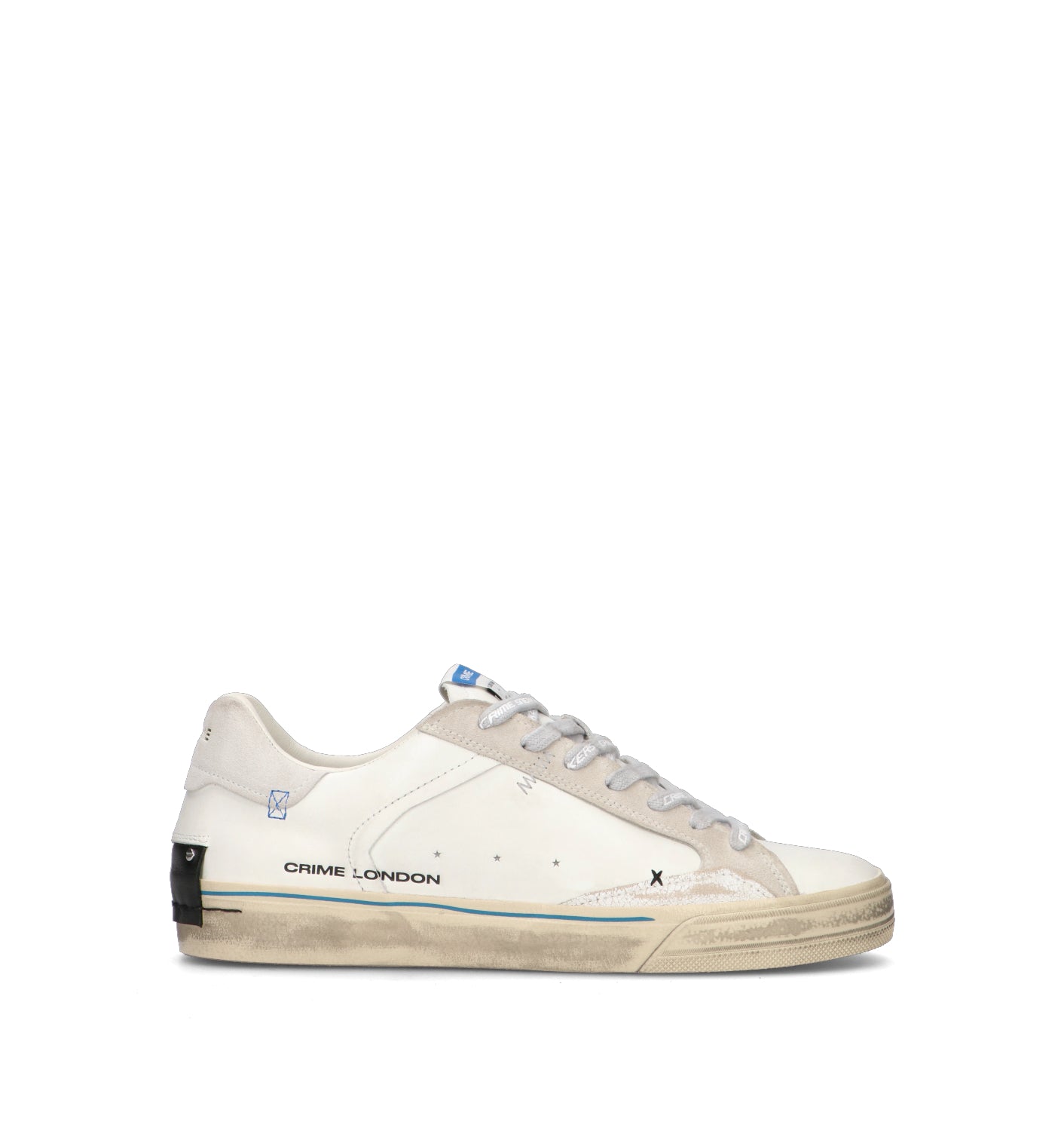 CRIME Sneaker uomo bianca in pelle