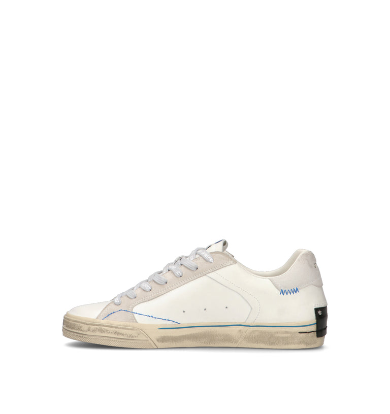 CRIME Sneaker uomo bianca in pelle