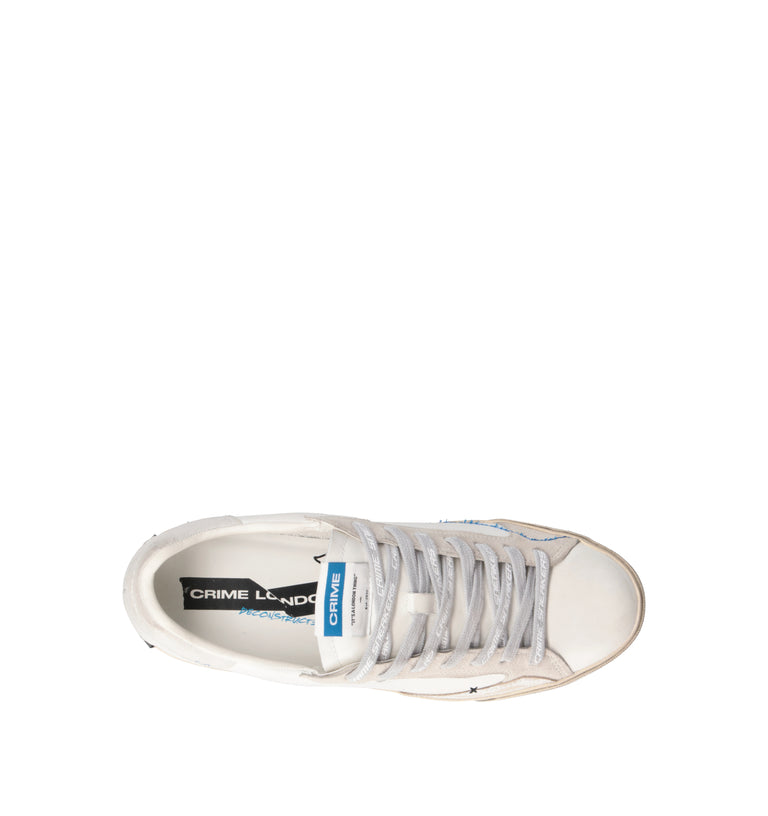 CRIME Sneaker uomo bianca in pelle
