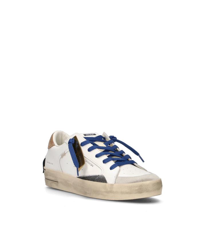 CRIME Sneaker uomo bianca in pelle