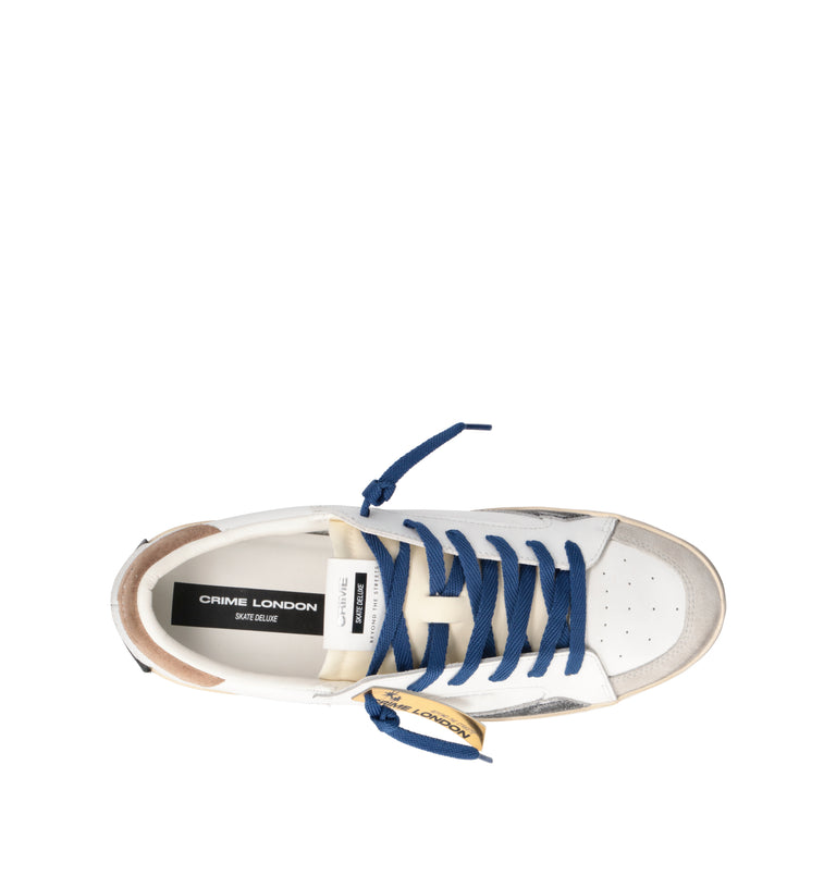 CRIME Sneaker uomo bianca in pelle