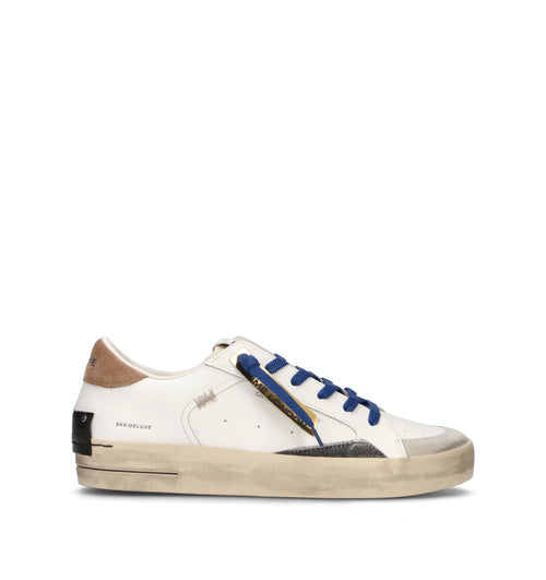 CRIME Sneaker uomo bianca in pelle