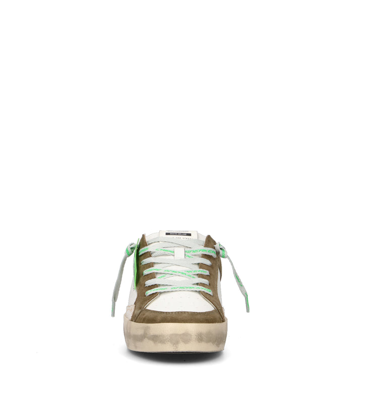 CRIME Sneaker uomo oliva/bianca in pelle