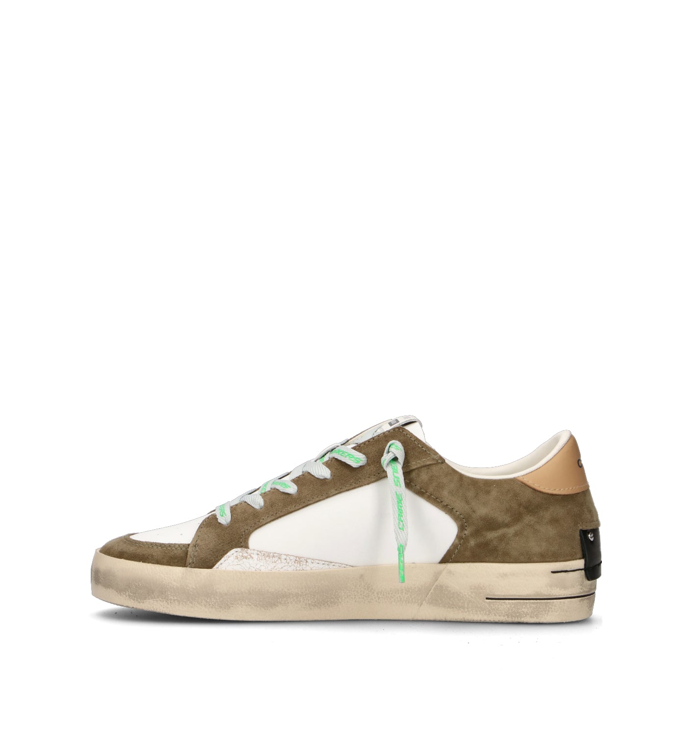CRIME Sneaker uomo oliva/bianca in pelle