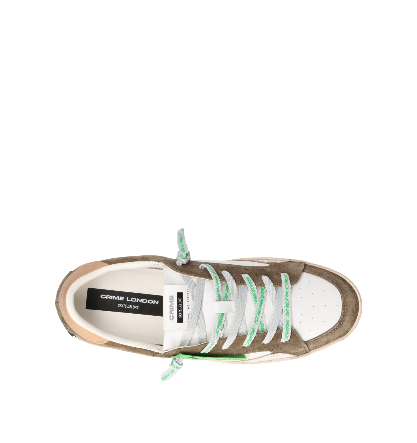 CRIME Sneaker uomo oliva/bianca in pelle