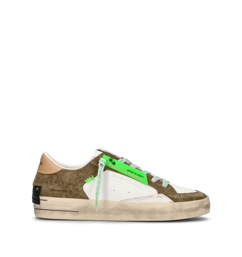 CRIME Sneaker uomo oliva/bianca in pelle