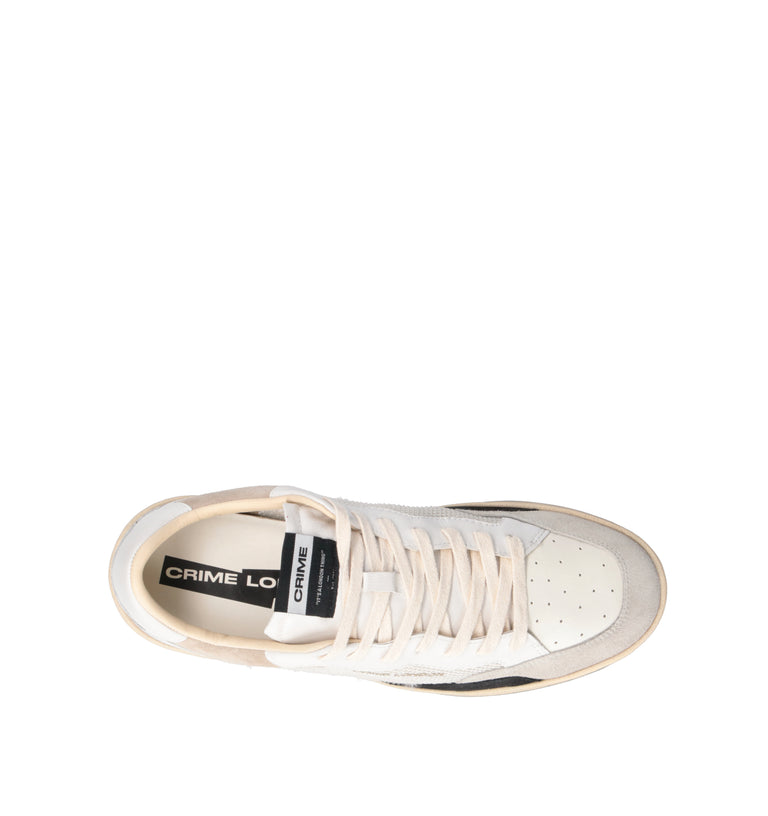 CRIME Sneaker uomo bianca in pelle