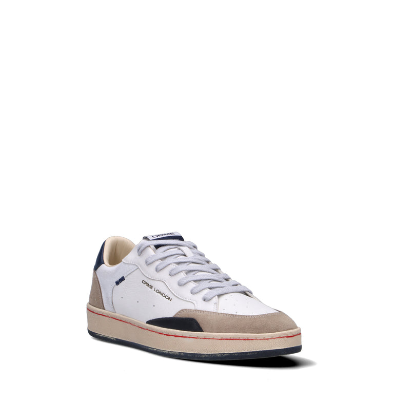 CRIME Sneaker uomo bianca in pelle