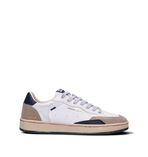 CRIME Sneaker uomo bianca in pelle