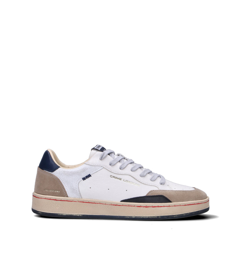 CRIME Sneaker uomo bianca in pelle