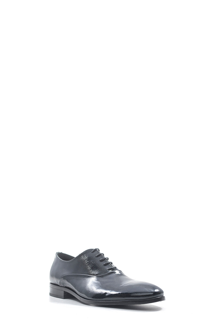 EVEET Stringata uomo blu in pelle verniciata