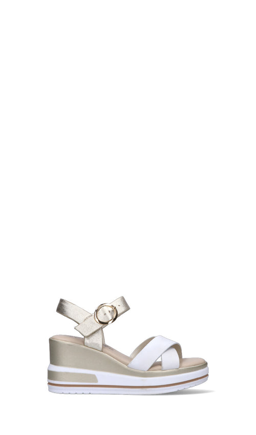CAMILA Zeppa donna bianca/argento/oro in pelle