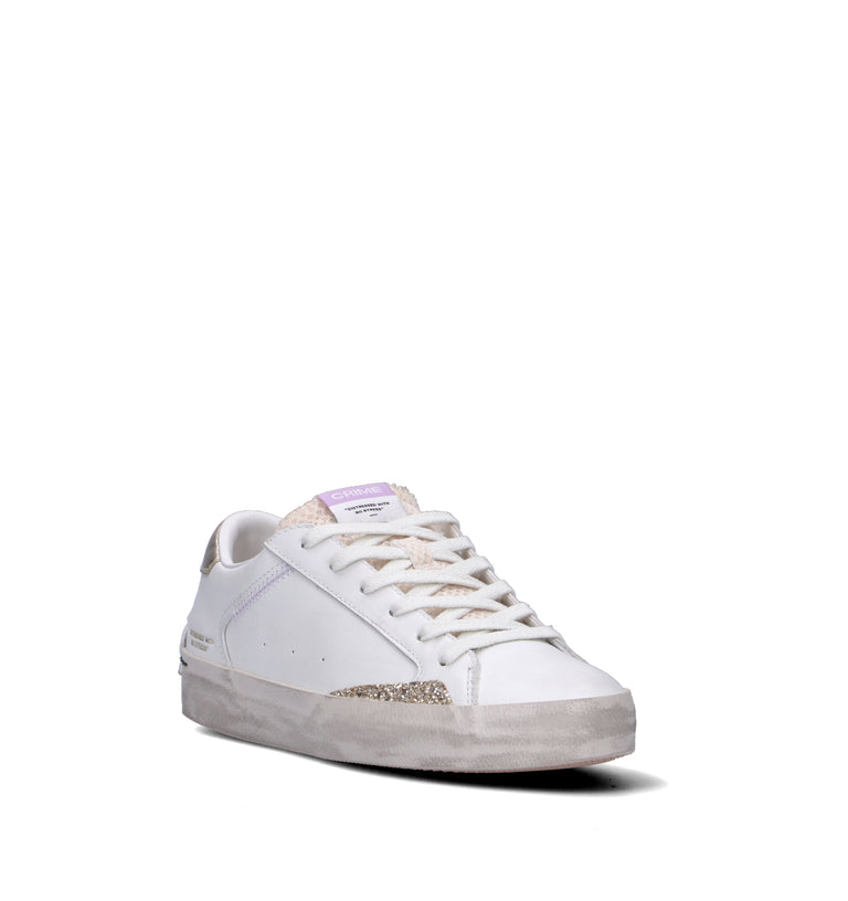CRIME Sneaker donna bianca in pelle